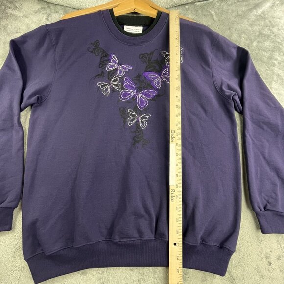 Country Store Sweatshirt Womens Large Butterfly Embroidered Pullover Crewneck - Picture 5 of 9
